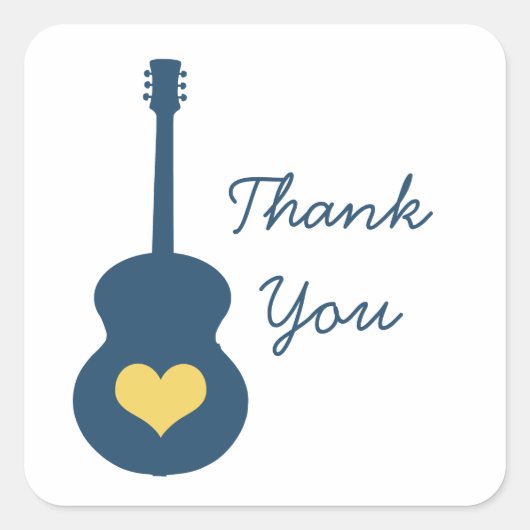 Stickers Merci Coeur de Guitare Bleu/Jaune (Devant)