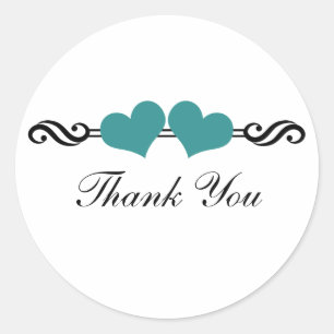 Stickers Merci Coeur élégant, Turquoise