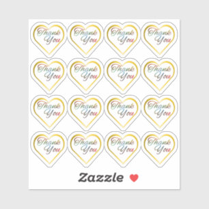 Stickers Merci coeur or transparent