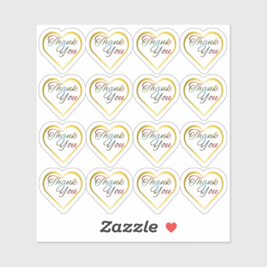 Stickers Merci coeur or transparent (Feuille)