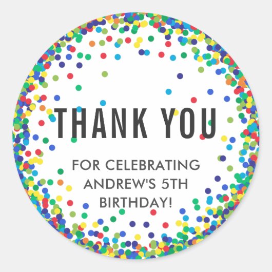 Stickers Merci coloré d'anniversaire (Devant)