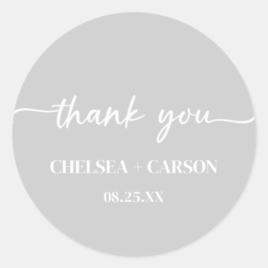 Stickers Merci cool Gris Script Mariage (Devant)