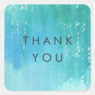 Stickers Merci couleur Aquarelle bleu Ombre