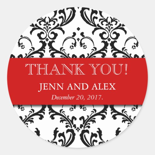Stickers Merci Damas Mariage Faveurs Rouge (Devant)