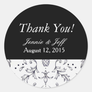 Stickers Merci Damask noir et blanc