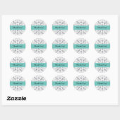 Stickers Merci Damask Noir et Turquoise (Feuille)