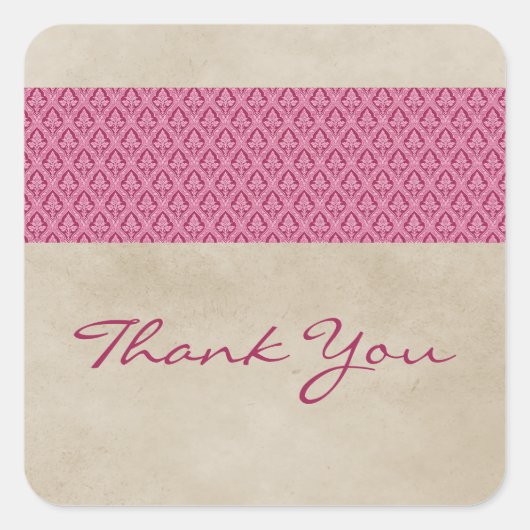Stickers Merci Damask Russe rose (Devant)