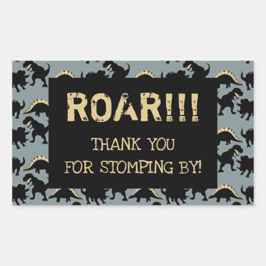 Stickers Merci d'anniversaire Dinosaur Or (Devant)