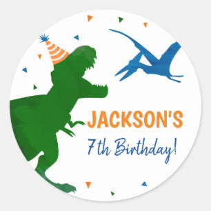 Stickers Merci d'anniversaire Dinosaur T-rex Étiqu