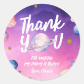 Stickers Merci d'anniversaire Pink Purple Planet (Devant)