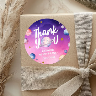 Stickers Merci d'anniversaire Pink Purple Planet