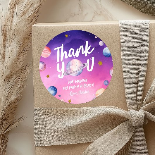 Stickers Merci d'anniversaire Pink Purple Planet