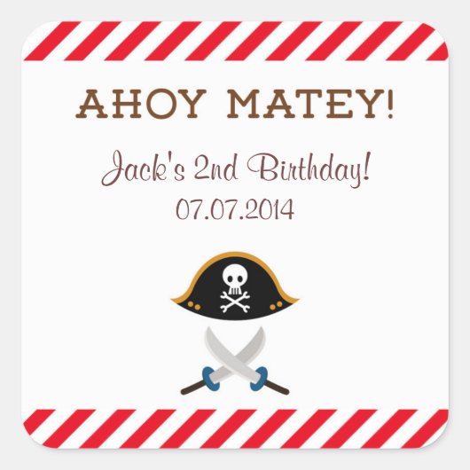 Stickers Merci d'anniversaire Pirate (Devant)
