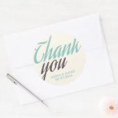 Stickers Merci de calligraphie blanc turquoise (Enveloppe)