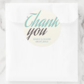 Stickers Merci de calligraphie blanc turquoise (Sac)