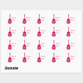 Stickers Merci de coeur de guitare rose/gris (Feuille)