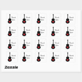 Stickers Merci de coeur de guitare rouge/noir (Feuille)