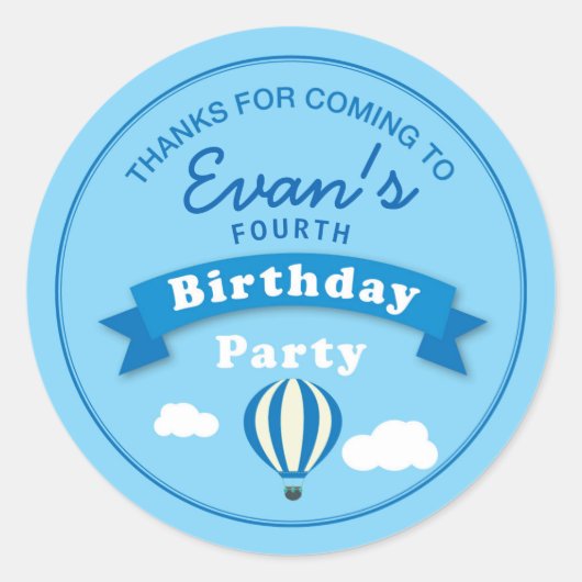 Stickers Merci de fête d'anniversaire de ballon à  (Devant)