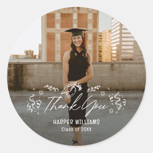 Stickers Merci de graduation Doodles Artsy (Devant)