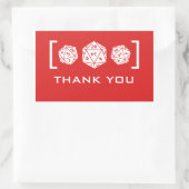 Stickers Merci de jeu de dés D20 rouge (Sac)