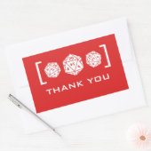 Stickers Merci de jeu de dés D20 rouge (Enveloppe)