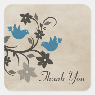 Stickers Merci de Lovebirds Floral bleu