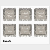 Stickers Merci de mariage élégant SILVER DAMASK (Feuille)