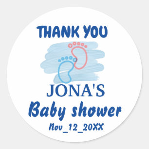 Stickers Merci d'empreinte Baby shower personnalis
