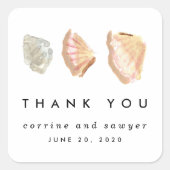 Stickers Merci des coquillages d'aquarelle marine (Devant)