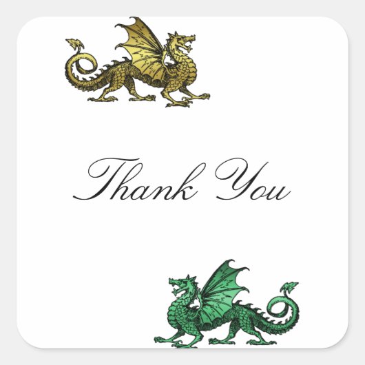 Stickers Merci Dragon Vert Or (Devant)