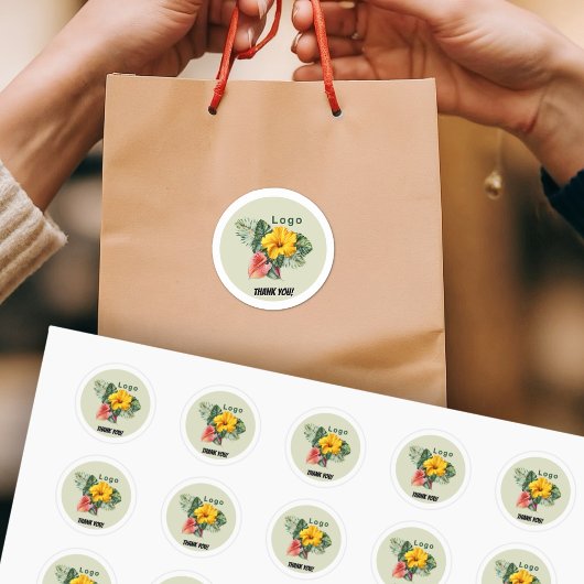 Stickers Merci du logo de la société ronde