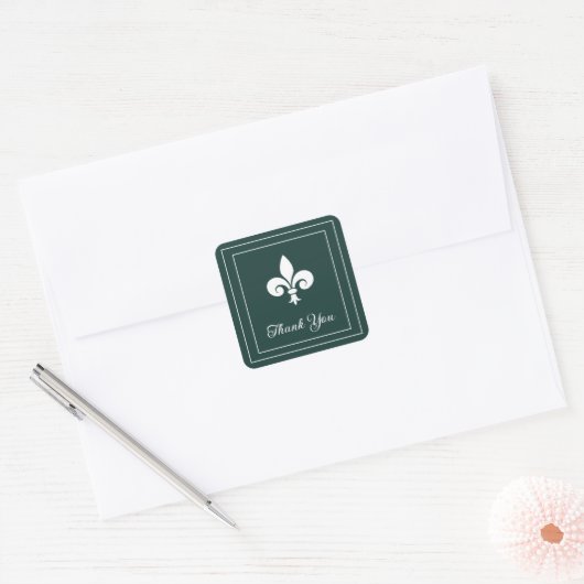 Stickers Merci Emerald Fleur de Lis (Enveloppe)
