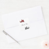 Stickers Merci en argent rouge (Enveloppe)