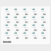 Stickers Merci en argent turquoise (Feuille)