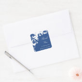 Stickers Merci en Damas Royal Blue Elegant (Enveloppe)