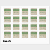 Stickers Merci en dentelle rustique verte (Feuille)