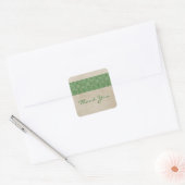 Stickers Merci en dentelle rustique verte (Enveloppe)