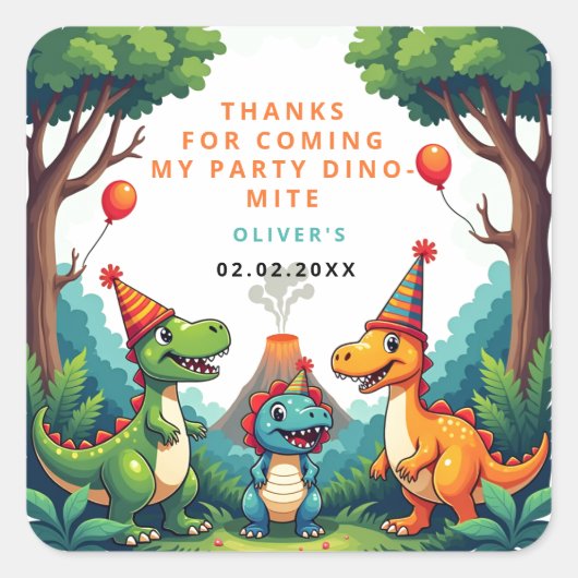 Stickers Merci étiquette Dinosaur (Devant)