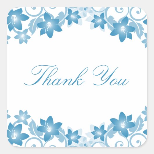 Stickers Merci Floral Bleu Simple (Devant)