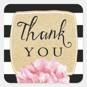 Stickers Merci Floral Chic / Champagne
