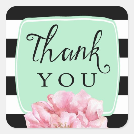 Stickers Merci Floral Chic / Mint (Devant)