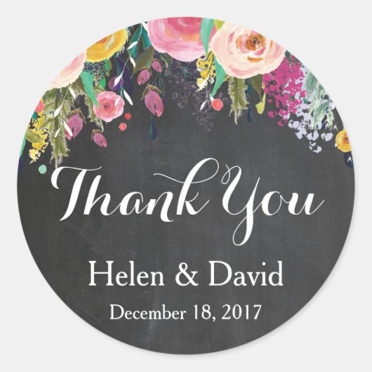 Stickers Merci floral Favoriser mariage (Devant)