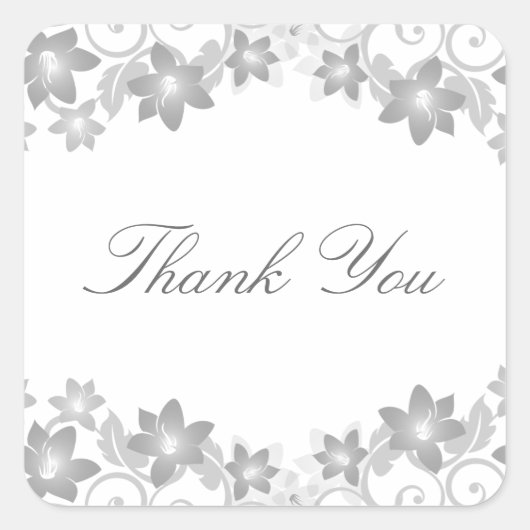 Stickers Merci floral gris simple (Devant)