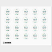 Stickers Merci Floral Mint Jaune Mariage (Feuille)