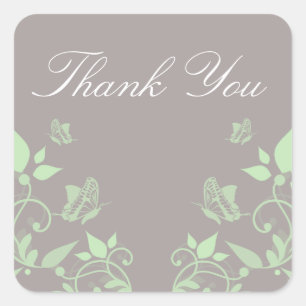 Stickers Merci Floral Papillon Vert