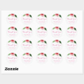Stickers Merci Floral Rose Favoriser Mariage (Feuille)