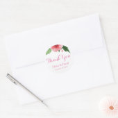 Stickers Merci Floral Rose Favoriser Mariage (Enveloppe)