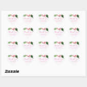 Stickers Merci Floral Rose Favoriser Mariage (Feuille)