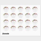 Stickers Merci Floral Rose Favoriser Mariage (Feuille)