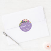 Stickers Merci Floral Violet Mariage Favor (Enveloppe)